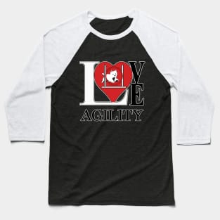 Dog Agility Love with a Westie Baseball T-Shirt